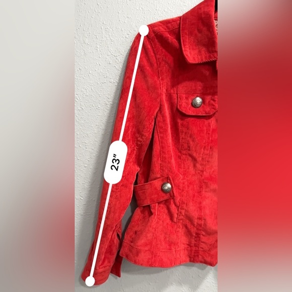 LAL Live a Little | Women’s Red Corduroy Blazer Classic Boho Style, Size PM - Picture 14 of 16